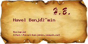 Havel Benjámin névjegykártya