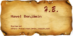 Havel Benjámin névjegykártya